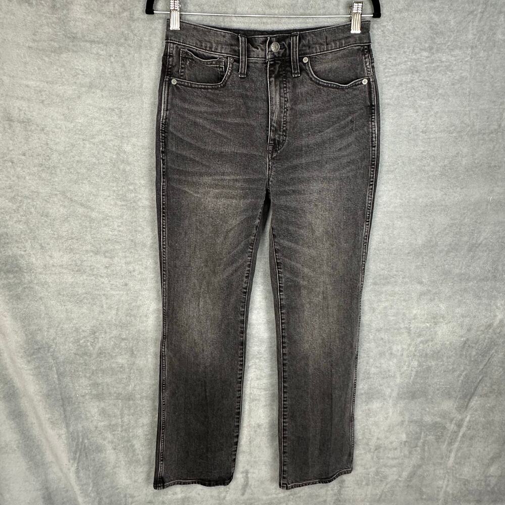 Madewell Jeans Womens 27 Black High Rise Bootcut Pockets Whiskers Denim